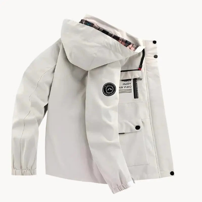 Men's Waterproof Jacket with Windproof Shell and Removable Hood, Breathable Lining Avento Goods
