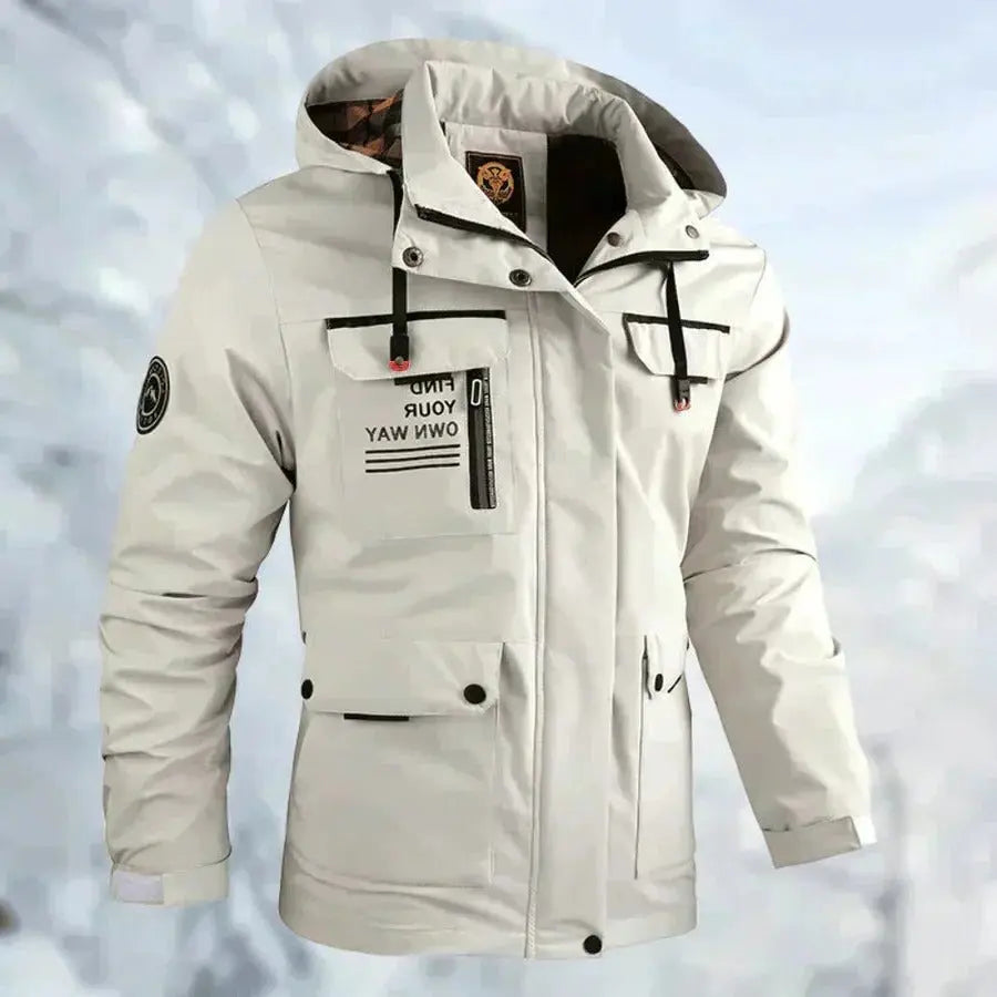 Men's Waterproof Jacket with Windproof Shell and Removable Hood, Breathable Lining Avento Goods