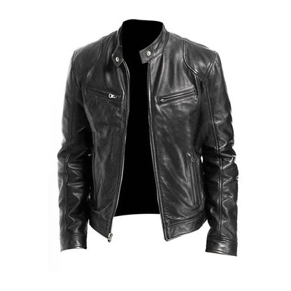 PU Leather Jacket for Men with Soft Lining and Tailored Fit, Lightweight Avento Goods