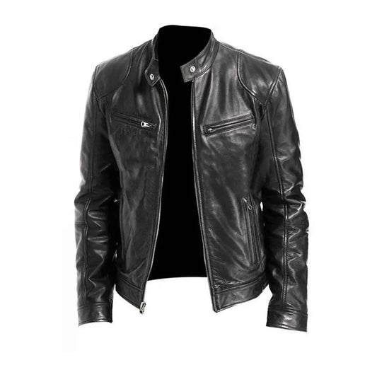PU Leather Jacket for Men with Soft Lining and Tailored Fit, Lightweight Avento Goods
