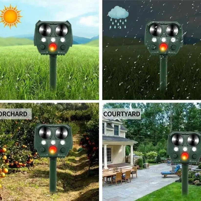 Ultrasonic Animal Repellent with Solar Power and Motion Sensor, Flashing Light Deterrent Avento Goods