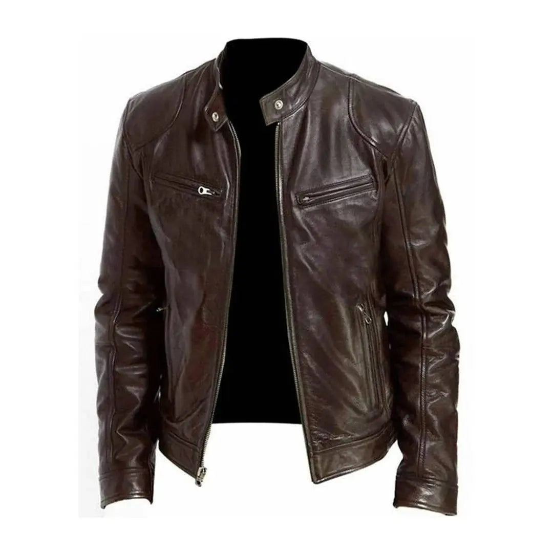 PU Leather Jacket for Men with Soft Lining and Tailored Fit, Lightweight Avento Goods
