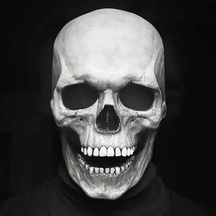 Skull Mask with Movable Jaw and Full Head Coverage, Soft Flexible Latex Unisex Adult Avento Goods