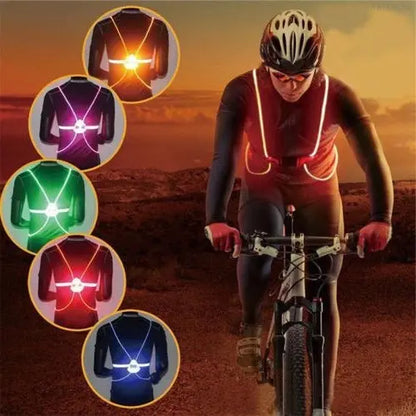 LED Safety Vest with 360 Degree Reflective Illumination and Adjustable Fit Avento Goods