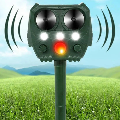 Ultrasonic Animal Repellent with Solar Power and Motion Sensor, Flashing Light Deterrent Avento Goods