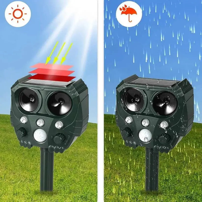 Ultrasonic Animal Repellent with Solar Power and Motion Sensor, Flashing Light Deterrent Avento Goods