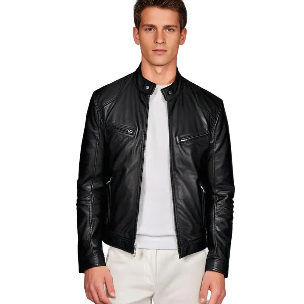 PU Leather Jacket for Men with Soft Lining and Tailored Fit, Lightweight Avento Goods