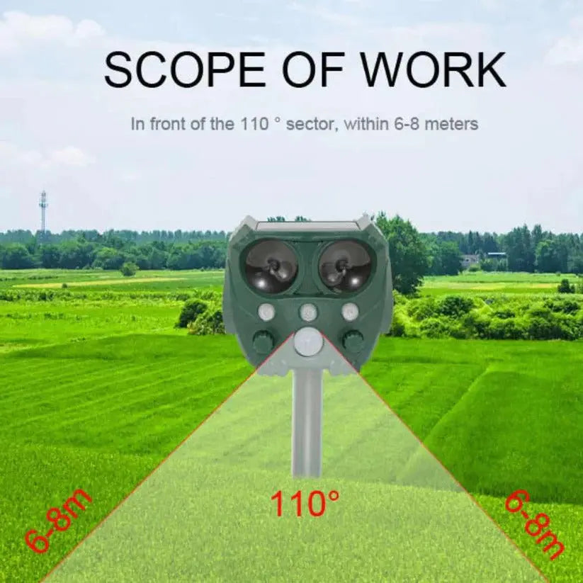 Ultrasonic Animal Repellent with Solar Power and Motion Sensor, Flashing Light Deterrent Avento Goods