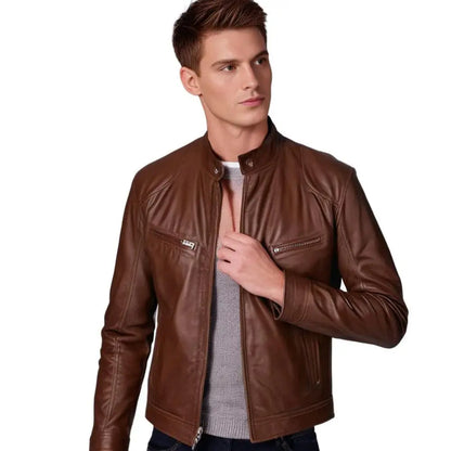 PU Leather Jacket for Men with Soft Lining and Tailored Fit, Lightweight Avento Goods