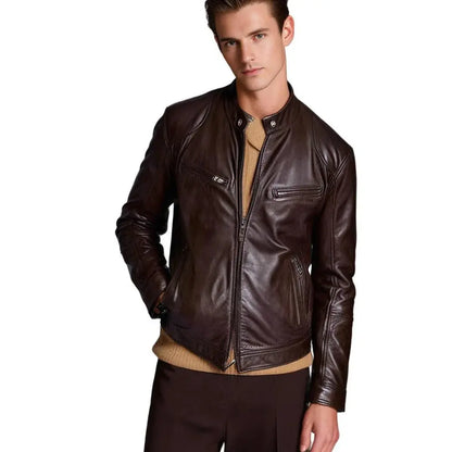 PU Leather Jacket for Men with Soft Lining and Tailored Fit, Lightweight Avento Goods