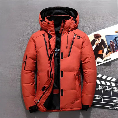 Insulated Jacket with Adjustable Hood and Multiple Zippered Pockets, Water-Resistant Shell Avento Goods
