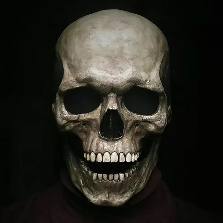 Skull Mask with Movable Jaw and Full Head Coverage, Soft Flexible Latex Unisex Adult Avento Goods