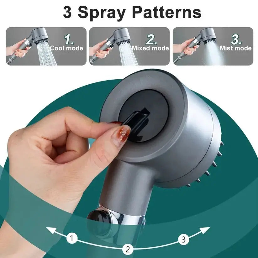 Filtered Shower Head with Pressure-Boosting Micro Plate and Push-Button Flow Control Avento Goods