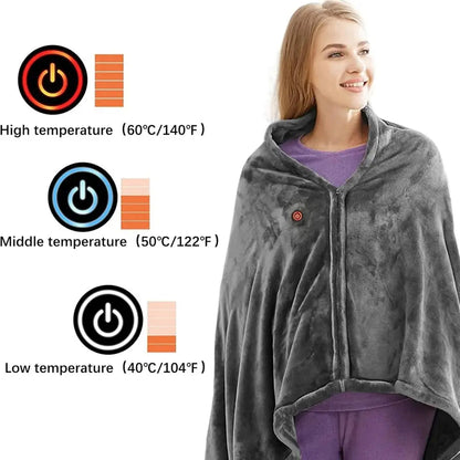 Heated Shawl with USB Power and Three Heat Settings, Plush Fleece Removable Cover Avento Goods