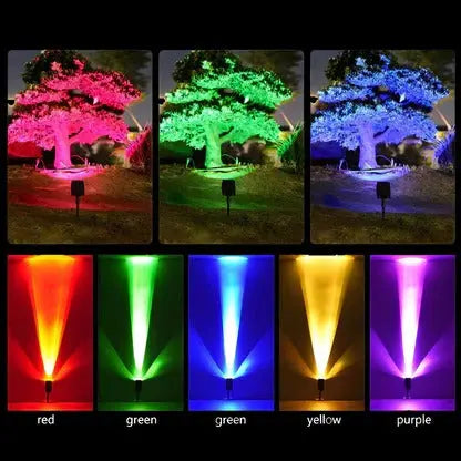 Solar Spotlight with Adjustable Zoom and RGB Warm White LEDs, Weather Resistant Housing Avento Goods