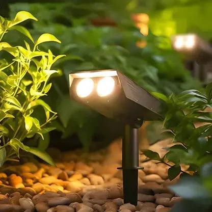 Solar Spotlight with Adjustable Zoom and RGB Warm White LEDs, Weather Resistant Housing Avento Goods
