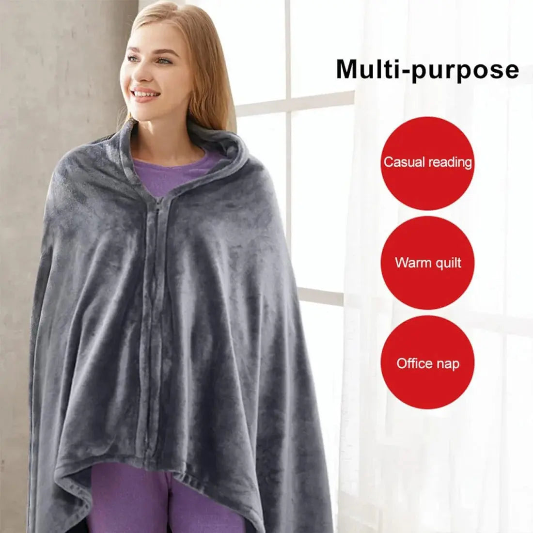 Heated Shawl with USB Power and Three Heat Settings, Plush Fleece Removable Cover Avento Goods