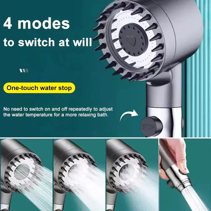 Filtered Shower Head with Pressure-Boosting Micro Plate and Push-Button Flow Control Avento Goods