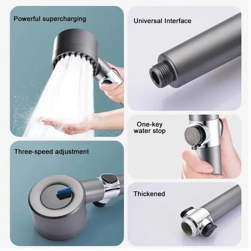 Filtered Shower Head with Pressure-Boosting Micro Plate and Push-Button Flow Control Avento Goods