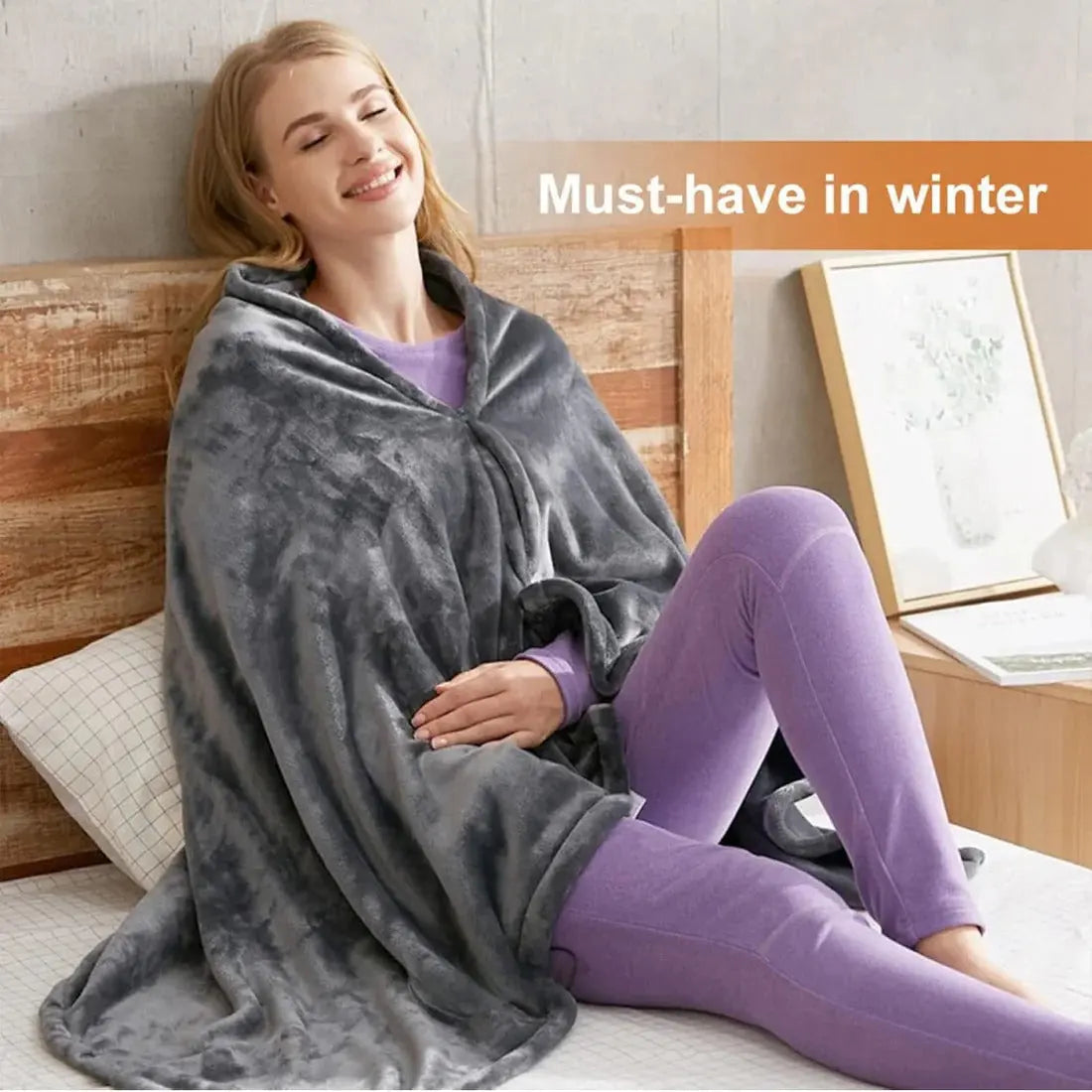 Heated Shawl with USB Power and Three Heat Settings, Plush Fleece Removable Cover Avento Goods