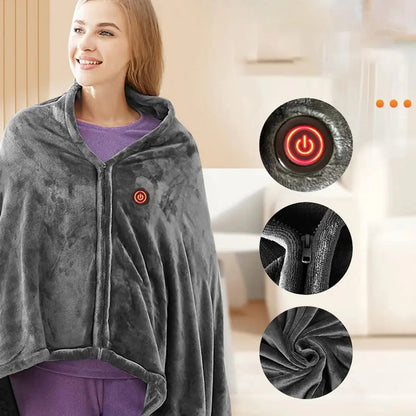 Heated Shawl with USB Power and Three Heat Settings, Plush Fleece Removable Cover Avento Goods