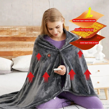 Heated Shawl with USB Power and Three Heat Settings, Plush Fleece Removable Cover Avento Goods