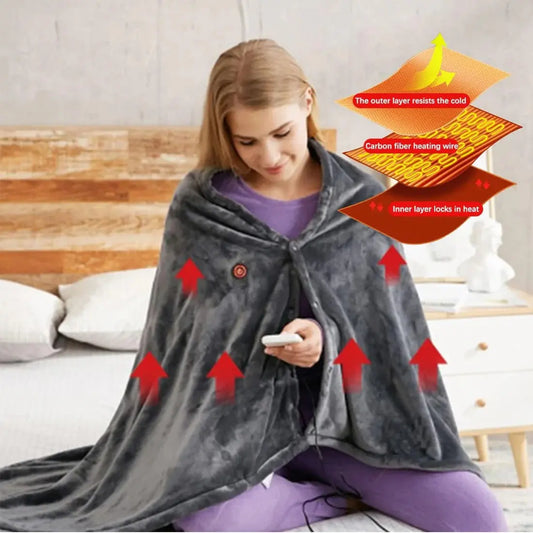 Heated Shawl with USB Power and Three Heat Settings, Plush Fleece Removable Cover Avento Goods