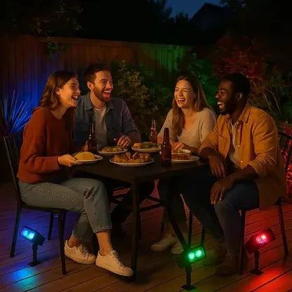 Solar Spotlight with Adjustable Zoom and RGB Warm White LEDs, Weather Resistant Housing Avento Goods