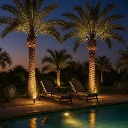 Solar Spotlight with Adjustable Zoom and RGB Warm White LEDs, Weather Resistant Housing Avento Goods