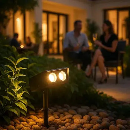 Solar Spotlight with Adjustable Zoom and RGB Warm White LEDs, Weather Resistant Housing Avento Goods