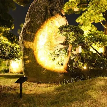 Solar Spotlight with Adjustable Zoom and RGB Warm White LEDs, Weather Resistant Housing Avento Goods