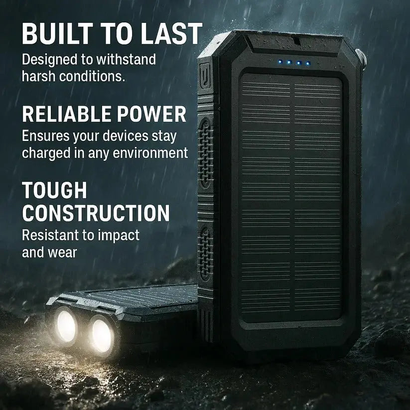 Solar Power Bank with 500000mAh Capacity and Dual USB Outputs, Splash Resistant Avento Goods