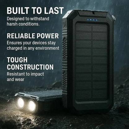Solar Power Bank with 500000mAh Capacity and Dual USB Outputs, Splash Resistant Avento Goods