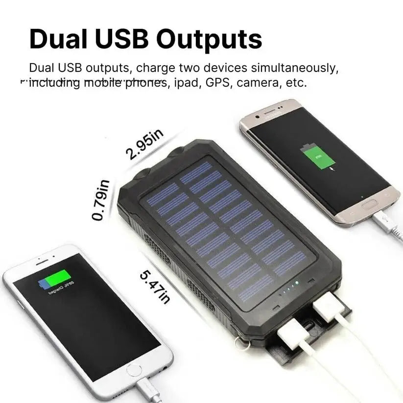 Solar Power Bank with 500000mAh Capacity and Dual USB Outputs, Splash Resistant Avento Goods