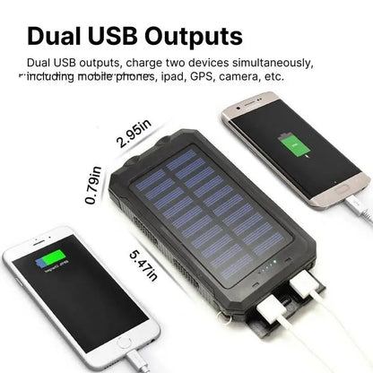 Solar Power Bank with 500000mAh Capacity and Dual USB Outputs, Splash Resistant Avento Goods