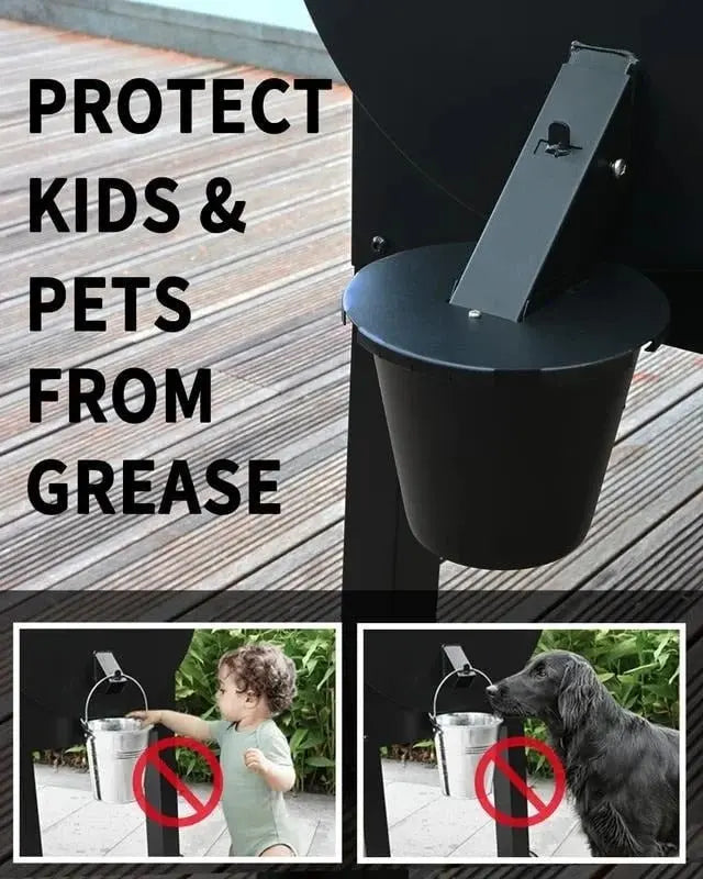 Grill Grease Collector with Fitted Lid and Reusable Liner for 1.6in Square Side Spouts Avento Goods