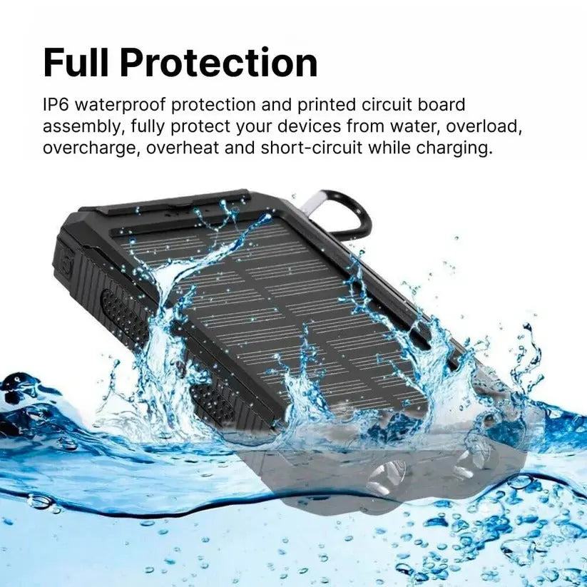 Solar Power Bank with 500000mAh Capacity and Dual USB Outputs, Splash Resistant Avento Goods