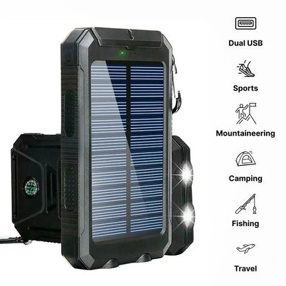 Solar Power Bank with 500000mAh Capacity and Dual USB Outputs, Splash Resistant Avento Goods
