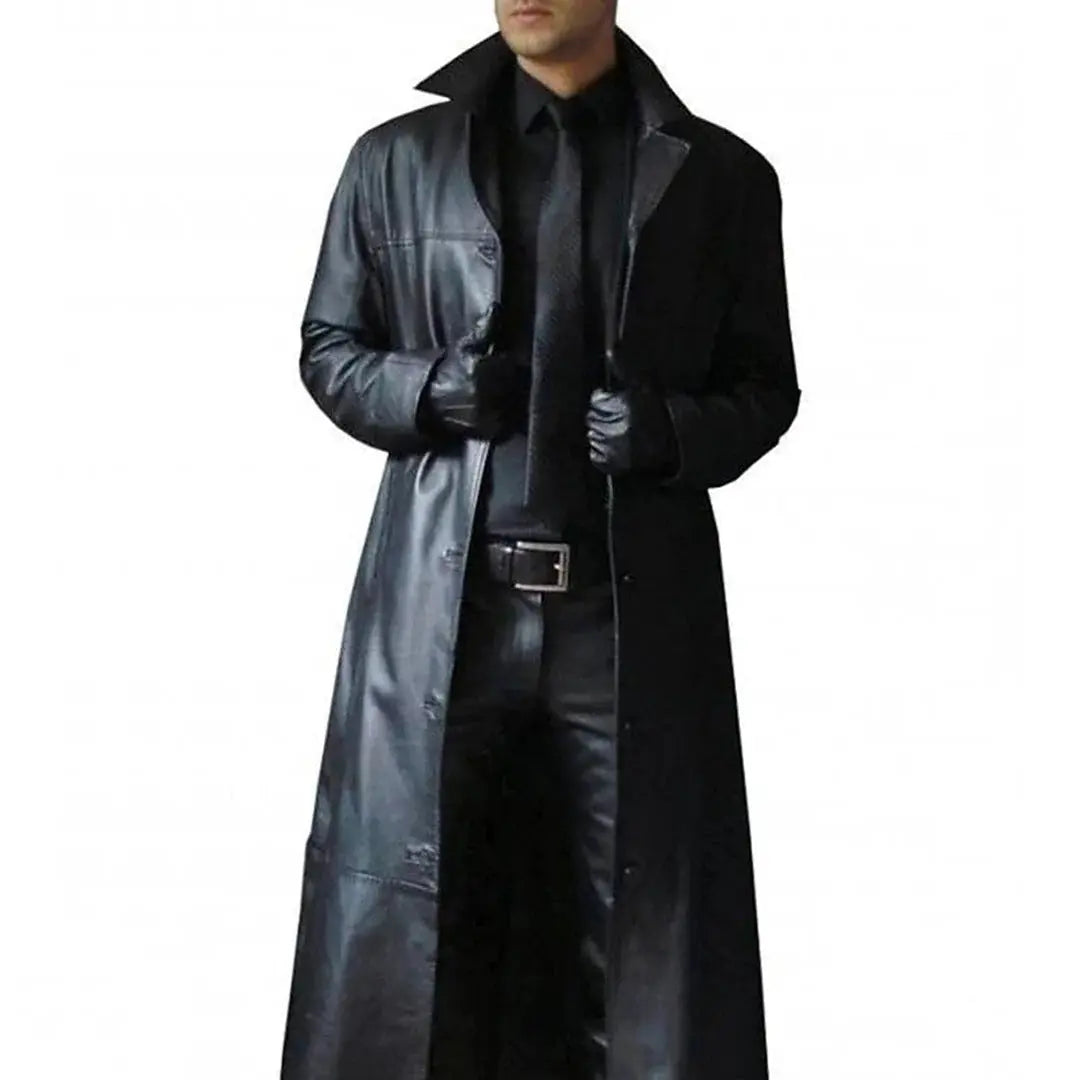Men's Leather Coat with Tailored Regular Fit and Insulated Lining, Two External Pockets Avento Goods