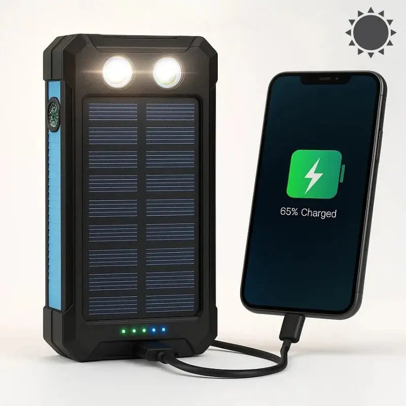 Solar Power Bank with 500000mAh Capacity and Dual USB Outputs, Splash Resistant Avento Goods