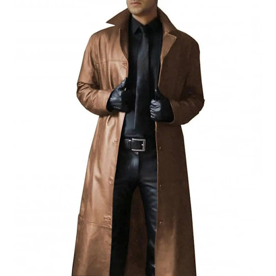 Men's Leather Coat with Tailored Regular Fit and Insulated Lining, Two External Pockets Avento Goods