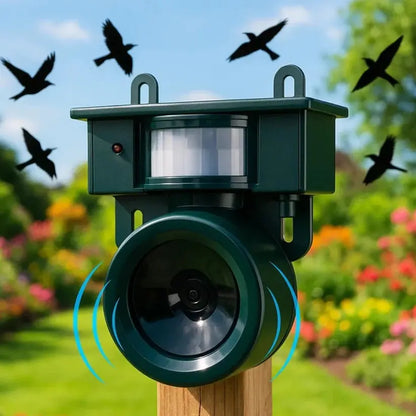 Motion Activated Bird Deterrent with Solar Power and Adjustable Sound, Weather Resistant Avento Goods