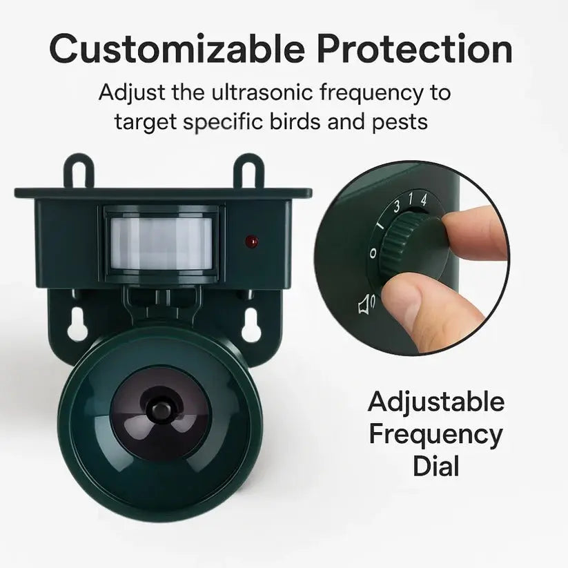 Motion Activated Bird Deterrent with Solar Power and Adjustable Sound, Weather Resistant Avento Goods