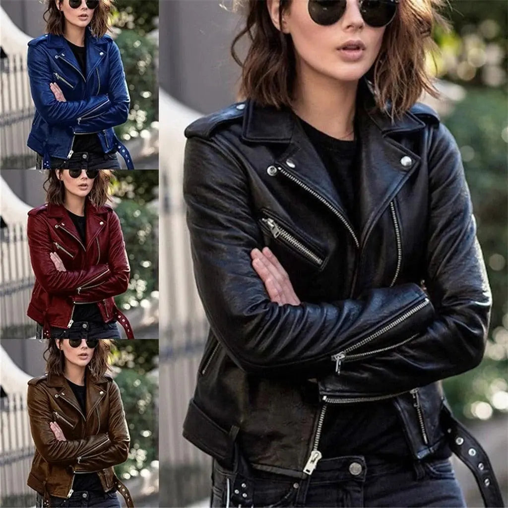 Leather Jacket with Full-Grain Leather and Asymmetrical Zip, Tailored Biker Silhouette Avento Goods