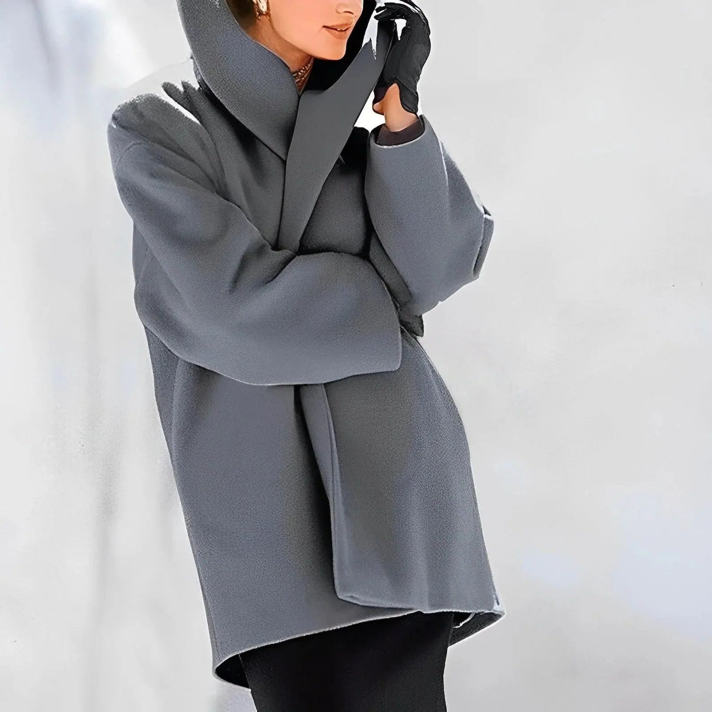 Wool Blend Coat with Removable Belt and Insulating Lining, A-Line Fit Avento Goods