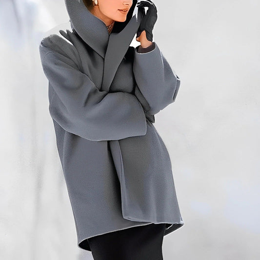 Wool Blend Coat with Removable Belt and Insulating Lining, A-Line Fit