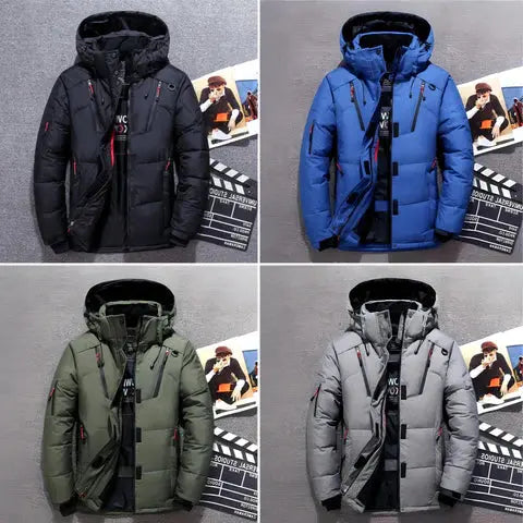 Insulated Jacket with Adjustable Hood and Multiple Zippered Pockets, Water-Resistant Shell Avento Goods