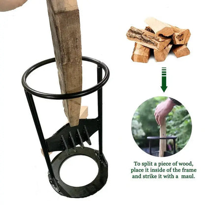 Manual Log Splitter with Cast Iron Fixed Wedge and Reinforced Wide Base, Portable Avento Goods