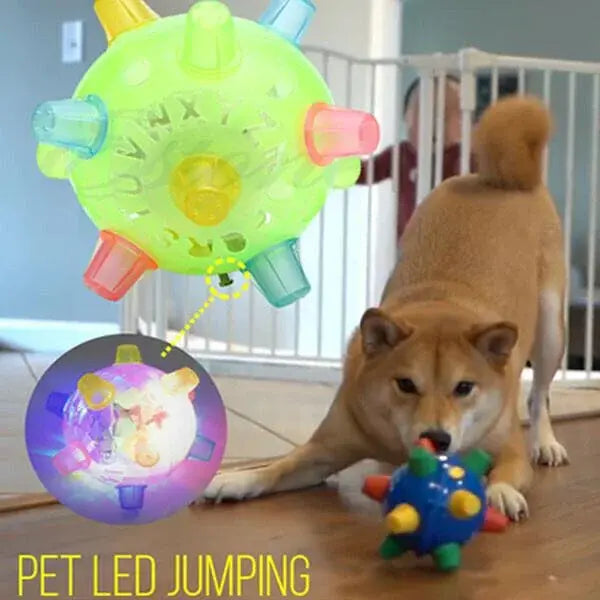 Interactive Dog Ball with Random Jump Motion and LED Lights, Rechargeable 13cm Diameter Avento Goods