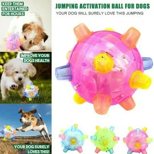 Interactive Dog Ball with Random Jump Motion and LED Lights, Rechargeable 13cm Diameter Avento Goods